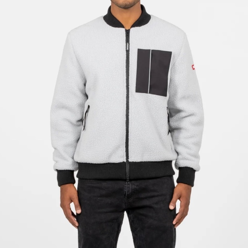 New Wuxly Canmore Bomber Jacket Grey Fleece Sz Large